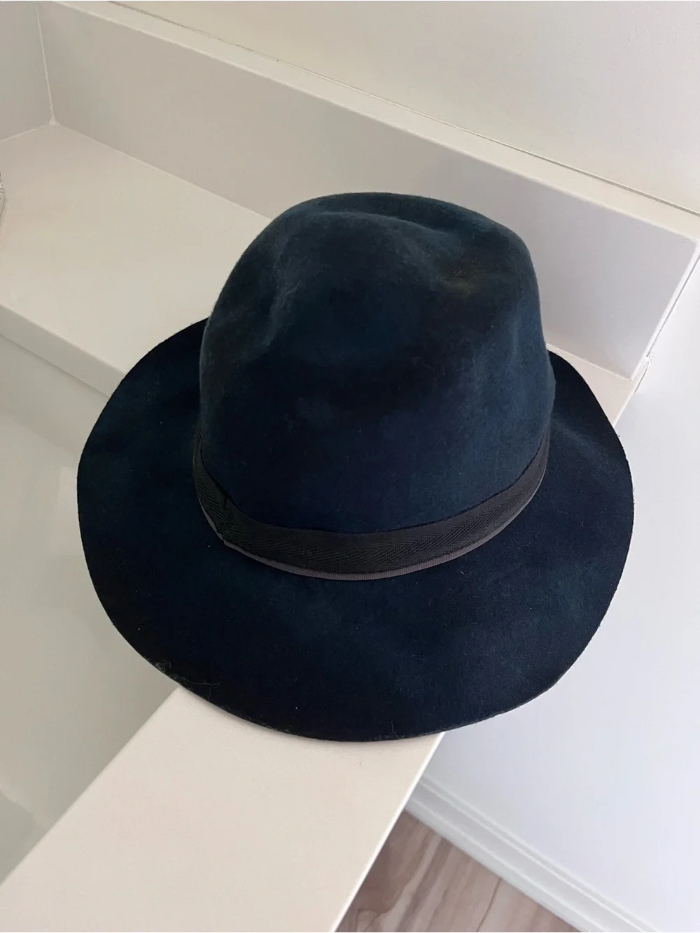 Biltmore for Madewell Black 100% Wool Felt Wide-Brim Fedora Hat | Sm/Med